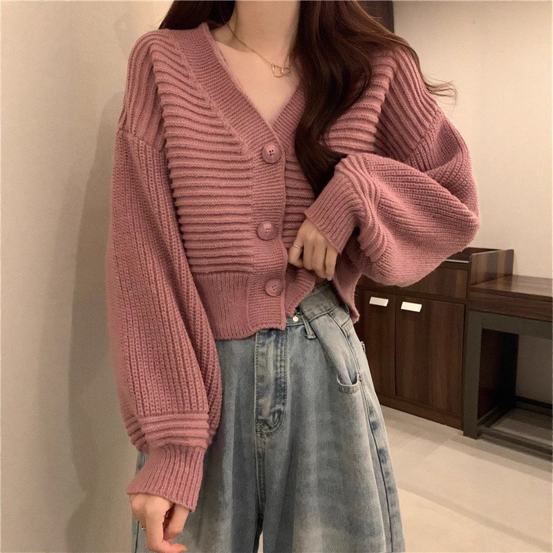 Cardigan de punto de cuello en V para mujeres 2025 otoño y invierno nuevo suéter holgado perezoso abrigo chic chaqueta pequeña al por mayor image 4