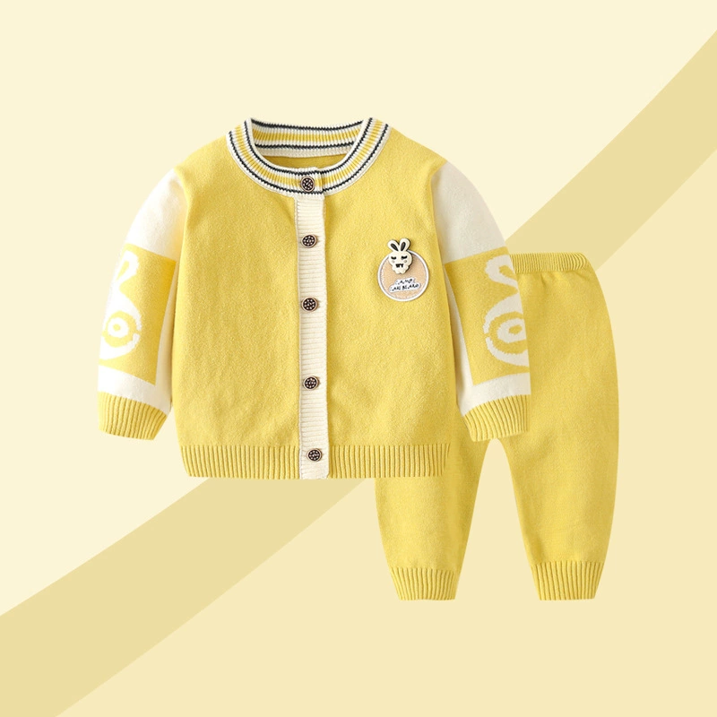Children's autumn knitted sweater, cardigan, set, thermal underwear for early age, jacket, western style