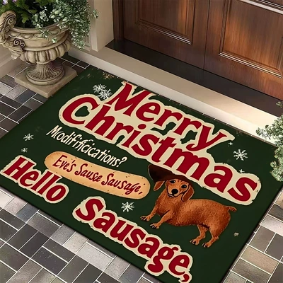 Avtomobil döşəmə paspasları, mat, Christmas vintage-style decorative - christmas-dog-2-4060cmcrystal-velvet-with-dot-plastic-backing