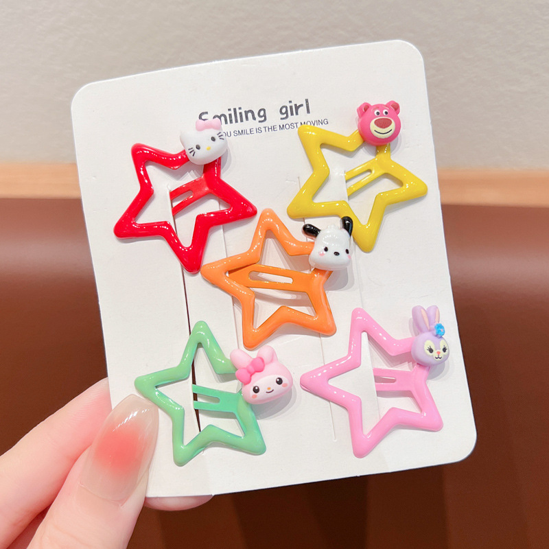 Estrella de dibujos animados horquilla 5 tarjetas