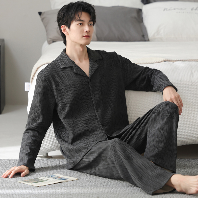 Pure Cotton Pajamas for Men, Spring & Fall Long-Sleeved Pants, Casual Cool Cotton, Can Be Worn Outside, Home Clothes Set, 2025 New Style Pure Cotton Pajamas for Men, Spring & Fall Long-Sleeved Pants, Casual Cool Cotton, Can Be Worn Outside, Home Clothes Set, 2025 New Style