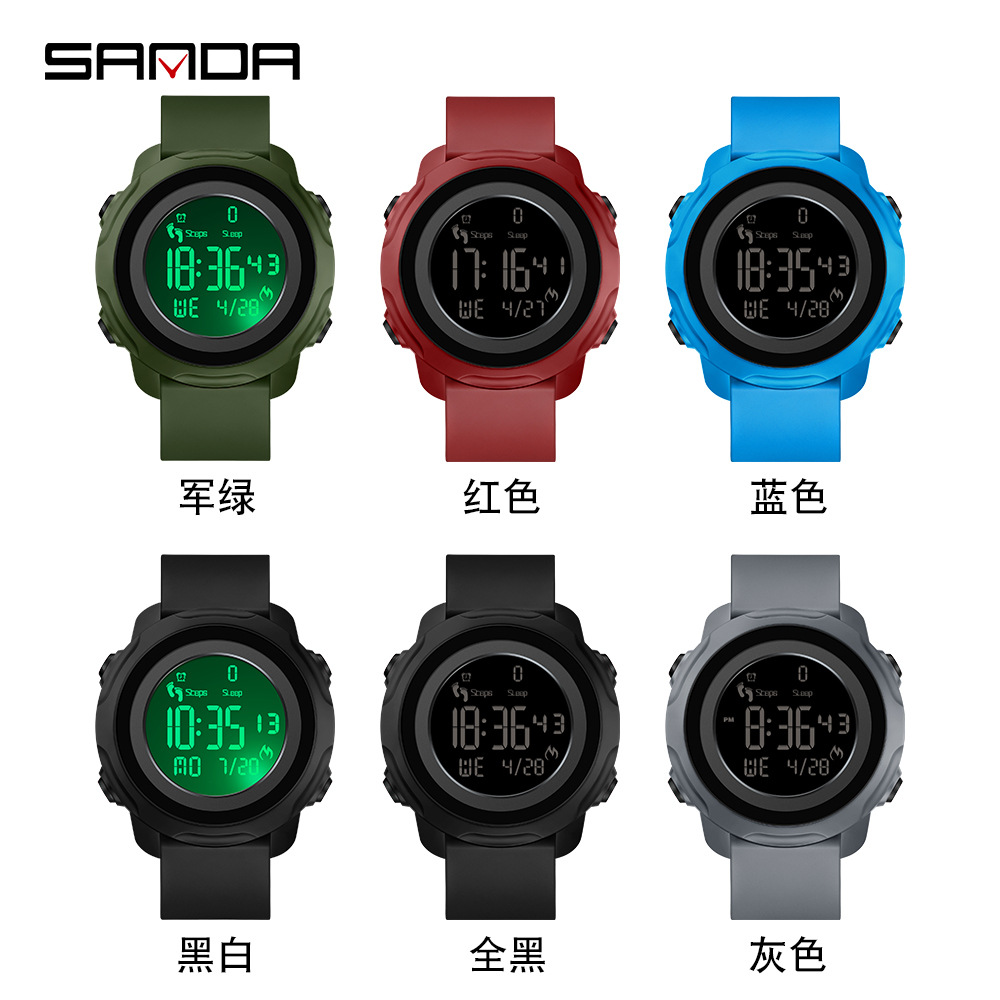 SANDA paso contando calorías reloj despertador deportivo reloj luminoso impermeable monitoreo del sueño reloj inteligente 6121