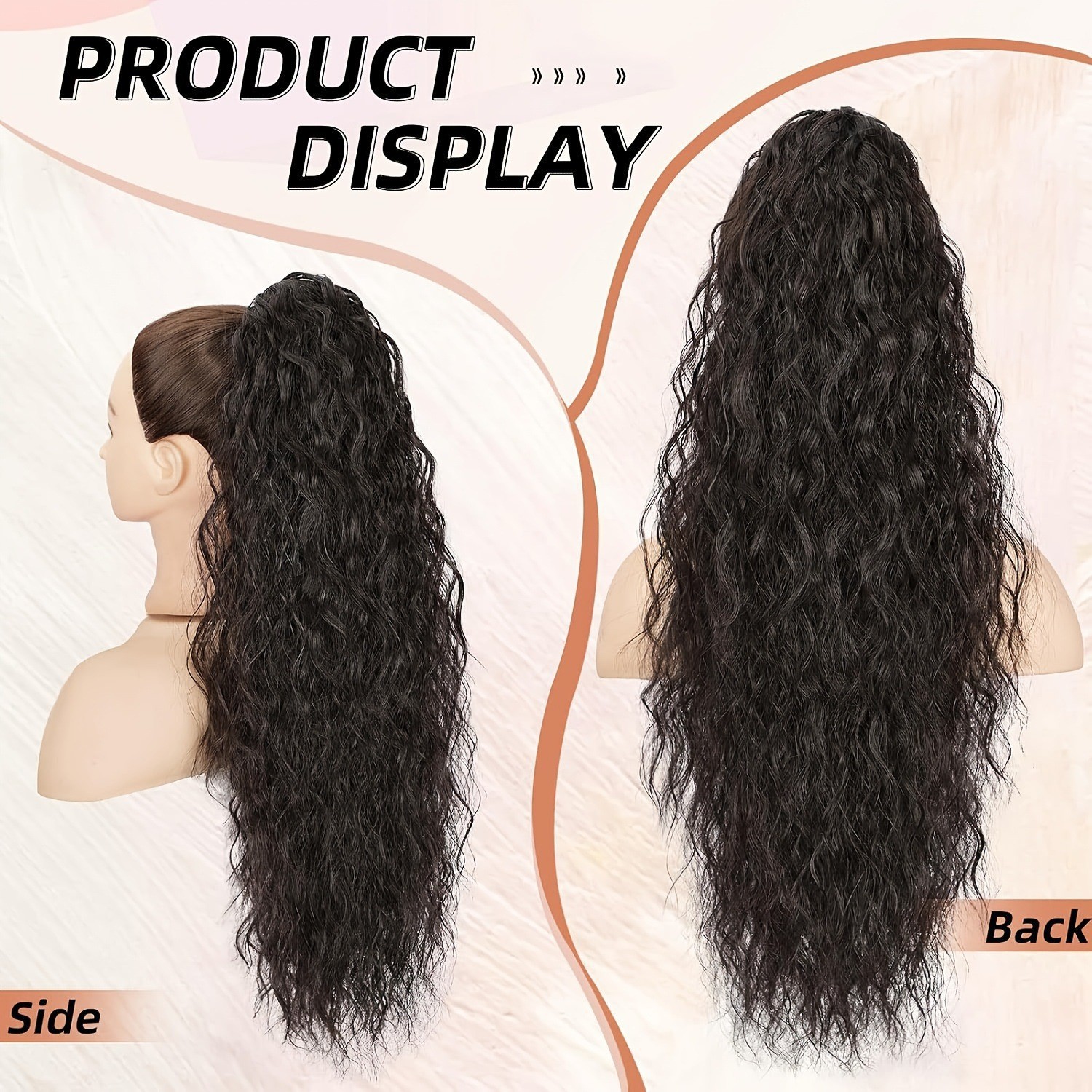30 pulgadas Xuchang Europa y Estados Unidos pelucas transfronterizas cola de caballo mujeres onduladas onduladas cabello rizado flojo maíz extensión de cabello agarrar clip caballo
