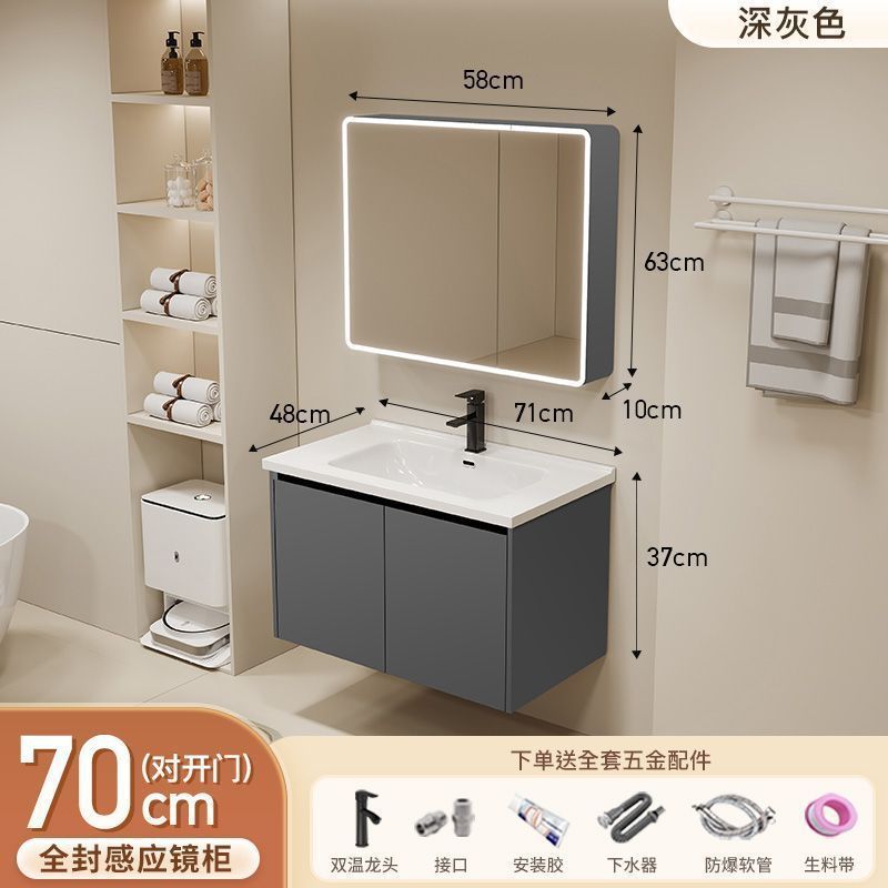 Gabinete de baño de aluminio inteligente espacial grueso combinación lavabo lavabo en cerámica lavabo fábrica de inodoro al por mayor