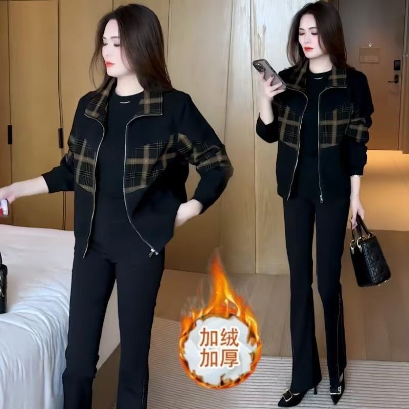 格子外套女秋冬新款加绒百搭时尚短款显瘦休闲减龄小个子上衣女装|undefined