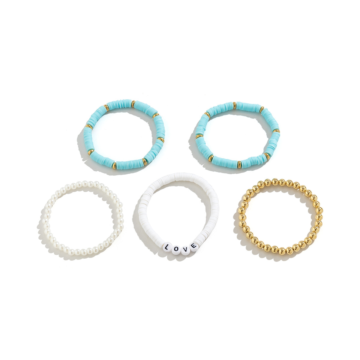 Hawaiian Bohemian Geometric Letter Imitation Pearl Plastic Soft Clay Women's Bracelets display picture 4