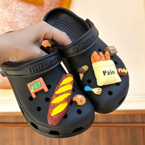 New Hole Shoes Accessory DIY Bread Sweet Food Simulation Eat Play Compatible Shoe Clips Shoe Flowers Accessory Decorations