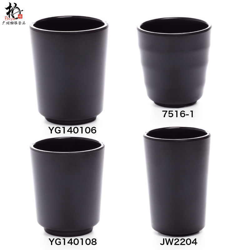 A5 taza de agua de melamina negra taza de licor coreano matado taza de bebida de porcelana caliente taza de menú de rosca de cebada