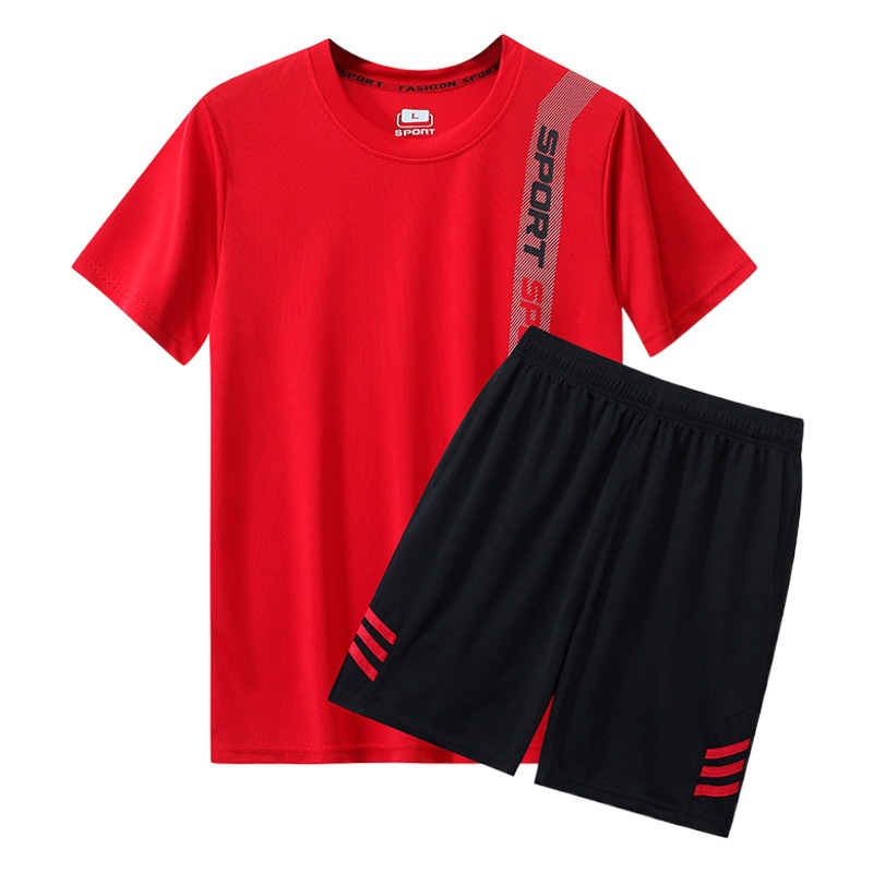 Traje deportivo de verano para Hombre Ropa de running transpirable de secado rápido para Hombre Ropa Deportiva casual suelta traje de manga corta Camiseta corta