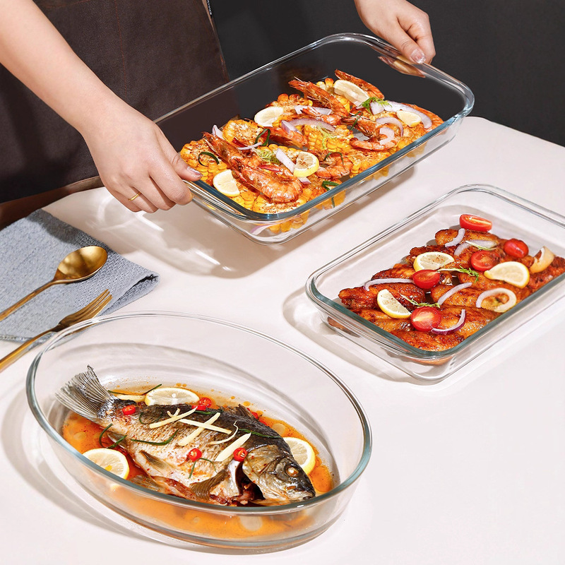 Heat-Resistant Glass Fish Plate Household Steamed Fish Plate Large Baking Pan Microwave Oven Heating Special Utensil Dinner Plate Heat-Resistant Glass Fish Plate Household Steamed Fish Plate Large Baking Pan Microwave Oven Heating Special Utensil Dinner Plate