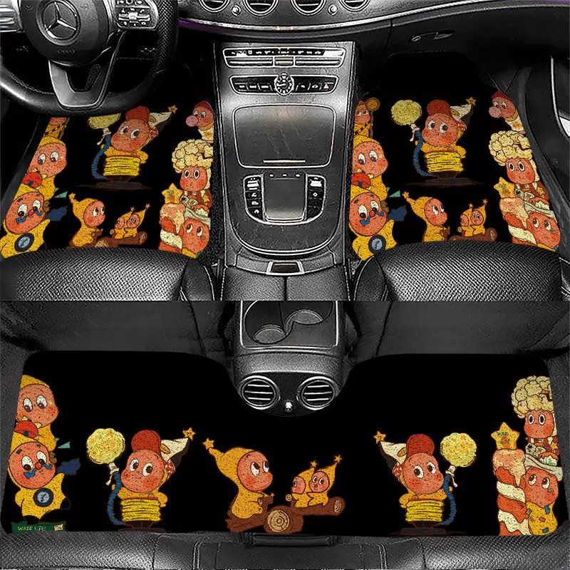 Star People Car Floor Mat Decoration, Dirt-Resistant Dust-Removing Foot Mat, Wear-Resistant Easy-To-Wash Wire Loop Mat, Self-Cut Car Interior Accessories