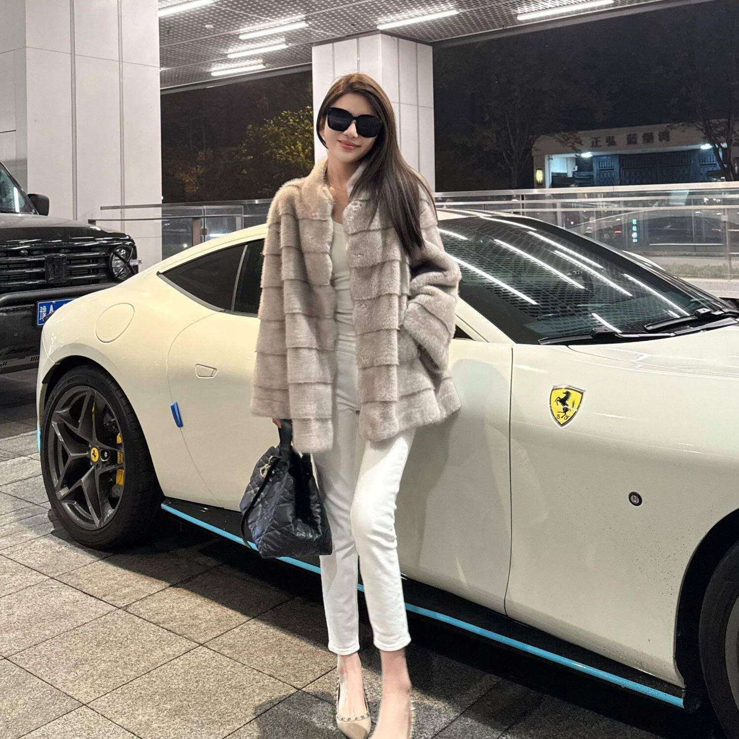 2026冬季新款环保水貂立领毛毛外套女高级感皮草皮毛一体毛绒上衣