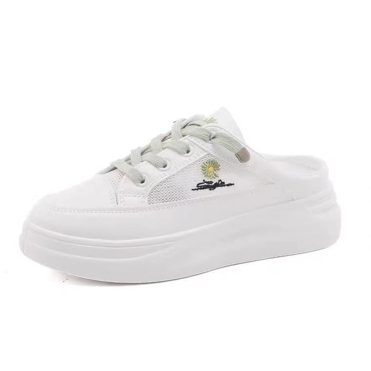 Zapatos de suela gruesa con zapatillas de primavera y verano, zapatos blancos transpirables, margarita, zapatos de mujer ligeros, transpirables, ligeros