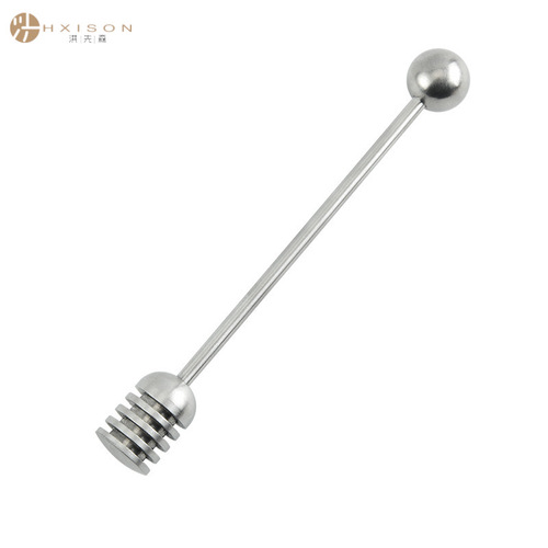 Cross-border 304 stainless steel honey spoon honey stirrer straight handle with round bead honey stirring stick jam stirring