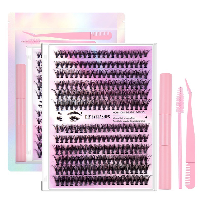 Transfronterizo nuevo DIY split pestañas postizas 12 filas de gran capacidad pegamento pinzas traje combinación pestañas al por mayor