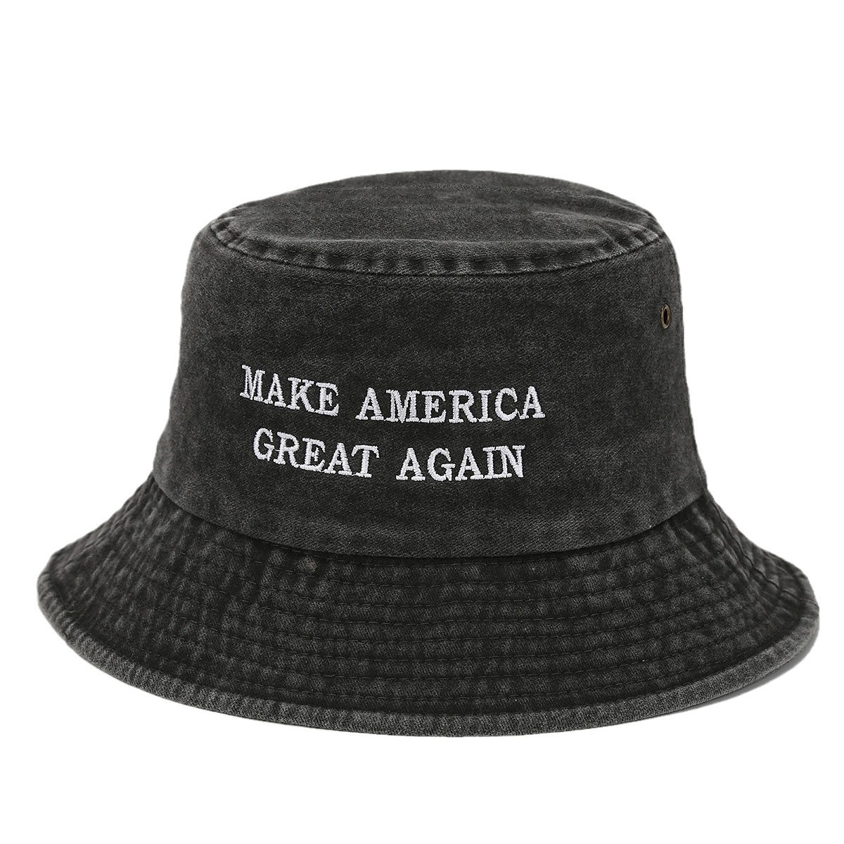 Hombres y mujeres americanos vintage pescador sombrero Amazon venta caliente alfabeto inglés lavado bordado sombrero de bañera sombrero de sol al aire libre