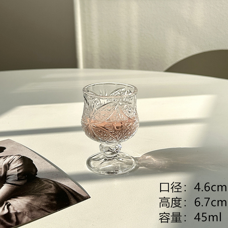 Tazas de vino de alta calidad, tazas de diamantes en relieve retro, tazas de vidrio, tazas de champán, tazas de jugo