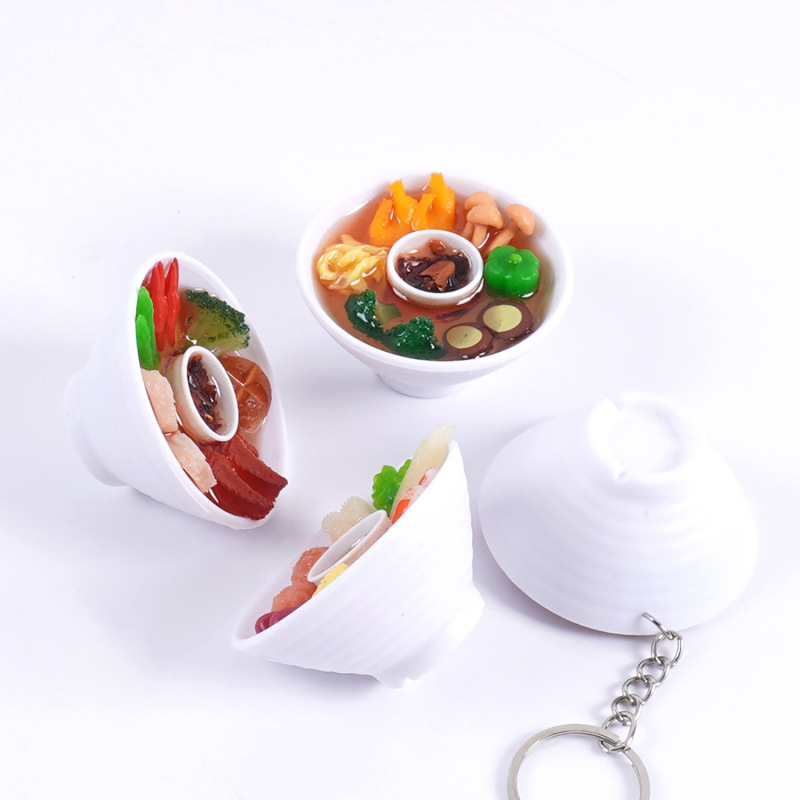仿真食物碗水煮菜钥匙扣减脂餐食玩海鲜虾仁滋补汤挂件广告小礼品|undefined