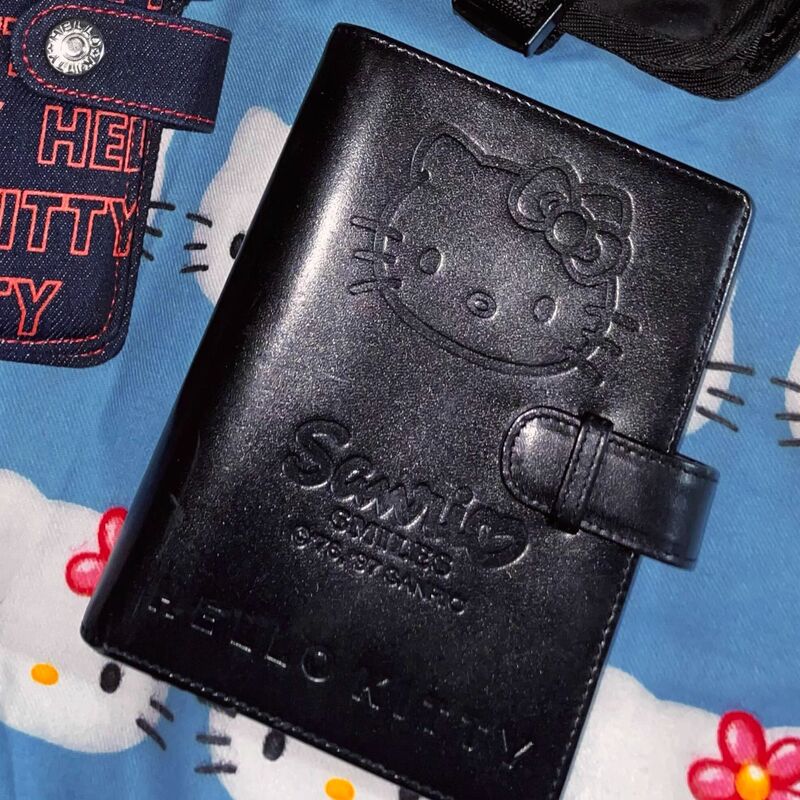 中古キティ猫黒革 a7 ルーズリーフ手元帳高価値手作りポータブルノートブック日記帳|undefined