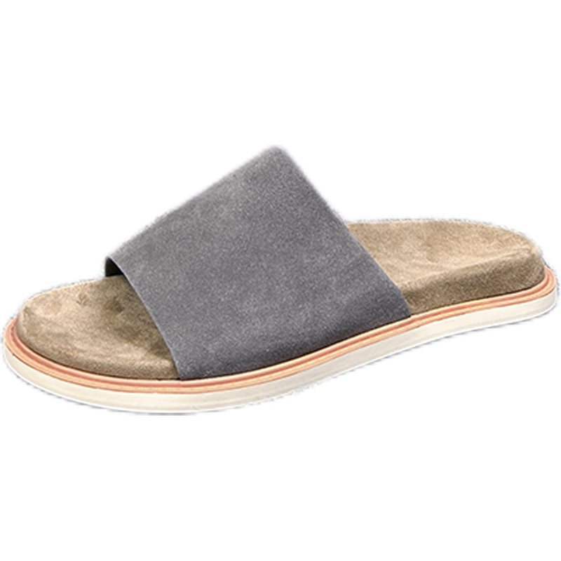 Soft leather men's slippers 2025 new summer outdoor slip-on sandals trendy versatile casual thick-soled height-increasing beach shoes Soft leather men's slippers 2025 new summer outdoor slip-on sandals trendy versatile casual thick-soled height-increasing beach shoes