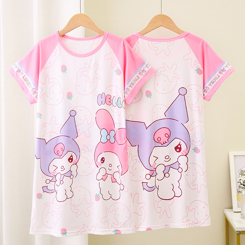 Southeast Asia Children's Pajamas Summer Girls' Nightgown Short-sleeved Cute Princess Girls Big Children's Western Style Home Clothes Summer