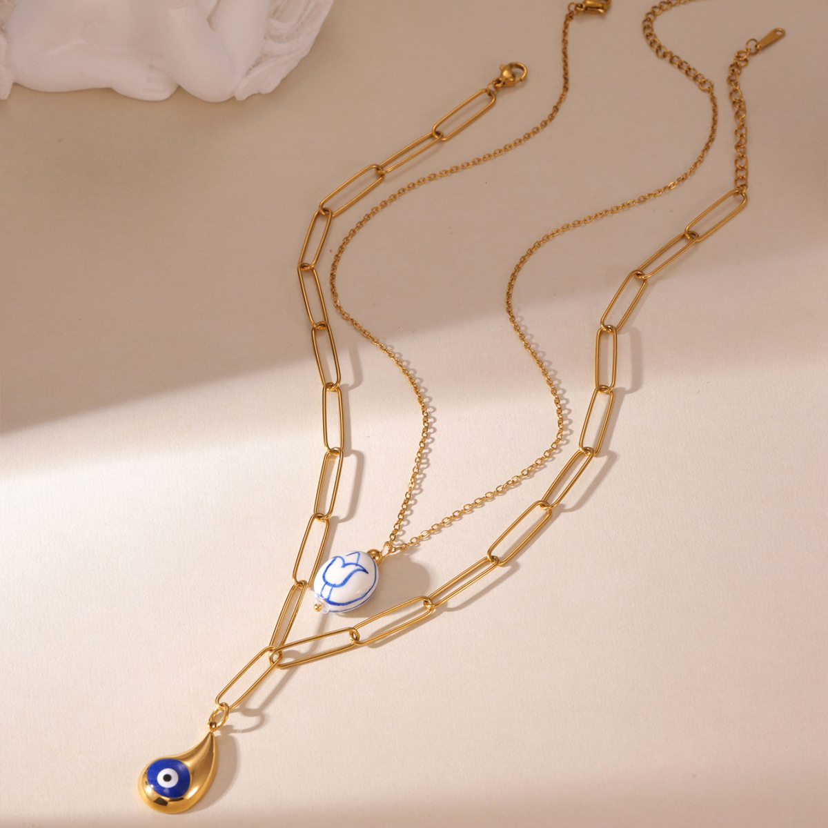 1 Piece Quantity Daily, Street Occasion Wholesale Jewelry Simple Style Classic Style Geometric 304 Stainless Steel Plating Paperclip Chain Pendant Necklace