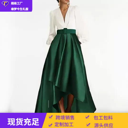 European and American Style Evening Dress for Banquet Elegant Host Catwalk V-Neck dress Birthday Party Long Photography Evening Dress