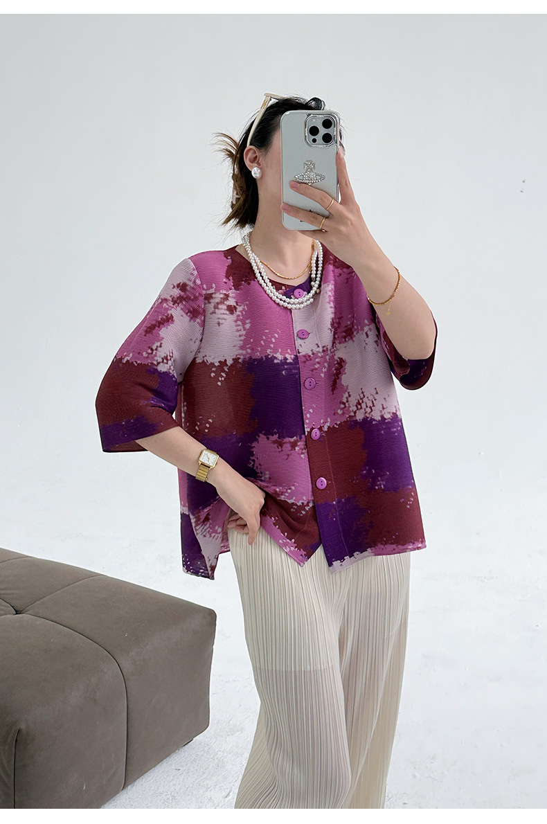 Áo khoác cardigan nữ họa tiết kẻ caro cổ tròn dáng rộng — hoa hồng đỏ chi tiết 16
