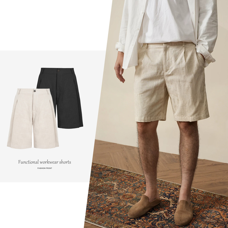 ZONJVNN Linen Shorts Straight-Leg Xinjiang Cotton Blend Versatile Loose Pants for Men Linen Shorts for Men ZONJVNN Linen Shorts Straight-Leg Xinjiang Cotton Blend Versatile Loose Pants for Men Linen Shorts for Men