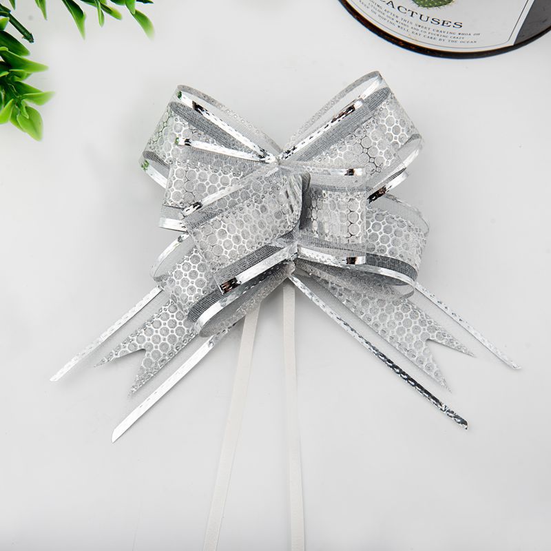 Transfronterizo 30 brillo de tamaño mediano punto hilo de nieve cinta arco dibujado a mano flor regalo de Navidad flor embalaje Flor de tirón