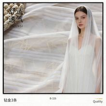 全涤雪纺印花布彩金3条金银丝 半透垂感裙布 中高档女装面料批发