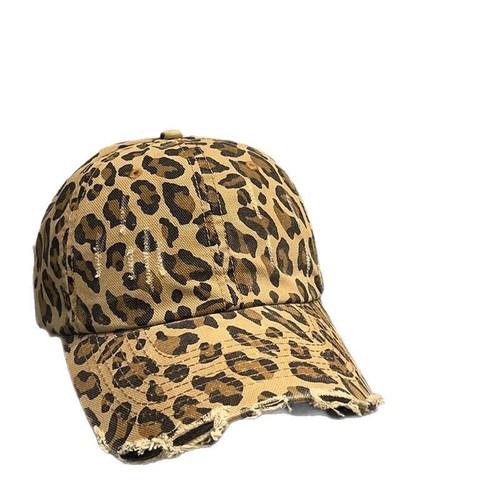 Fashionable leopard print baseball hat for women street fashion cool personalized retro old American wide-brimmed sun protection baseball hat