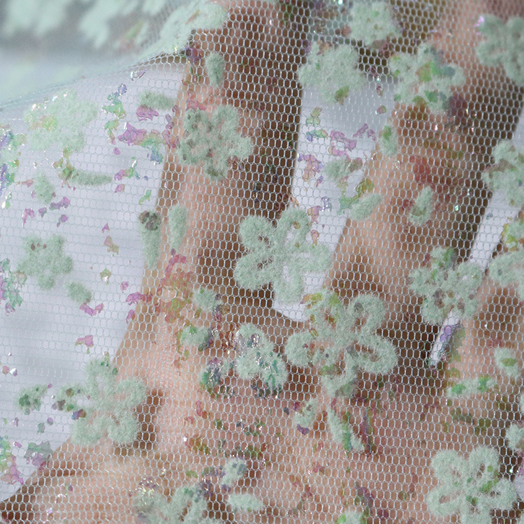 Nuevo hilo de malla flor de ciruela de colores fantásticos tela de estampado de flor primavera y verano ropa casual ropa infantil tela de vestido