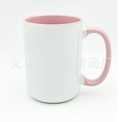 15オンス热升华セラミックカップ热転写ブランクコーティングカップダブルカラーカスタムロゴ大容量输出白カップ