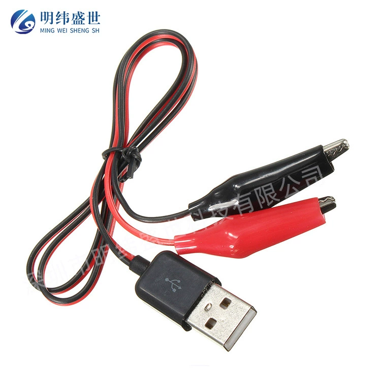Небольшой Размер тестовый зажим аллигатора повернуть USB-адаптер с зажимом для обнаружения источника питания красная и черная линия Тестовый Кабель аллигатора
