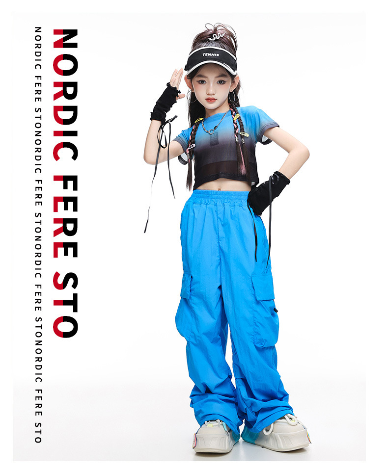 爵士舞服装女街舞儿童潮服时尚模特走秀演出服少儿hiphop练功套装-阿里巴巴