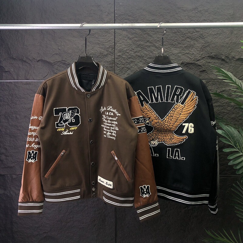 European and American trend leisure autumn and winter men's and women's new AM eagle embroidered pattern jacket jacket inspection version cross-border European goods