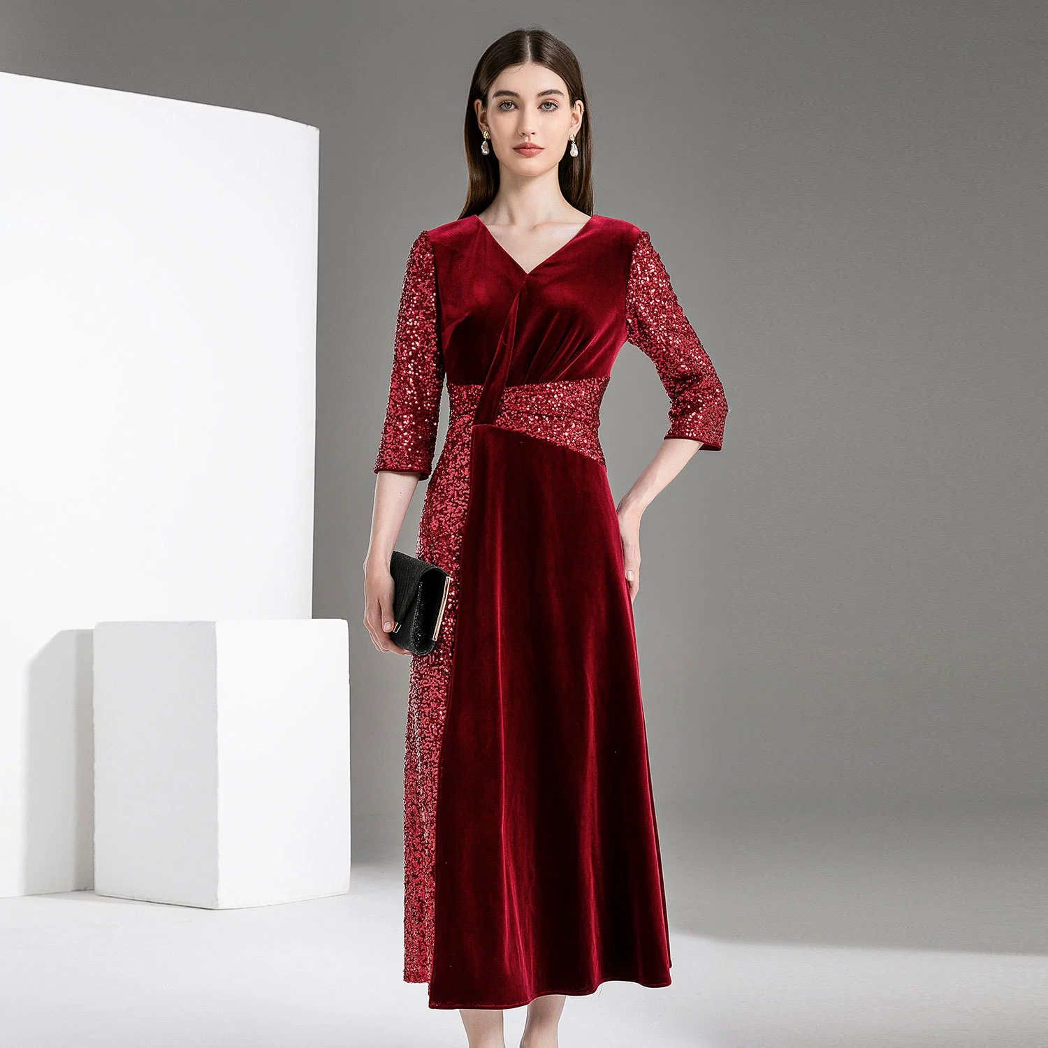 Цельное платье для женщин среднего возраста, новый весенне-осенний стиль, элегантное женское платье высокого класса для свадеб и вечеринок, наряд для мамы.