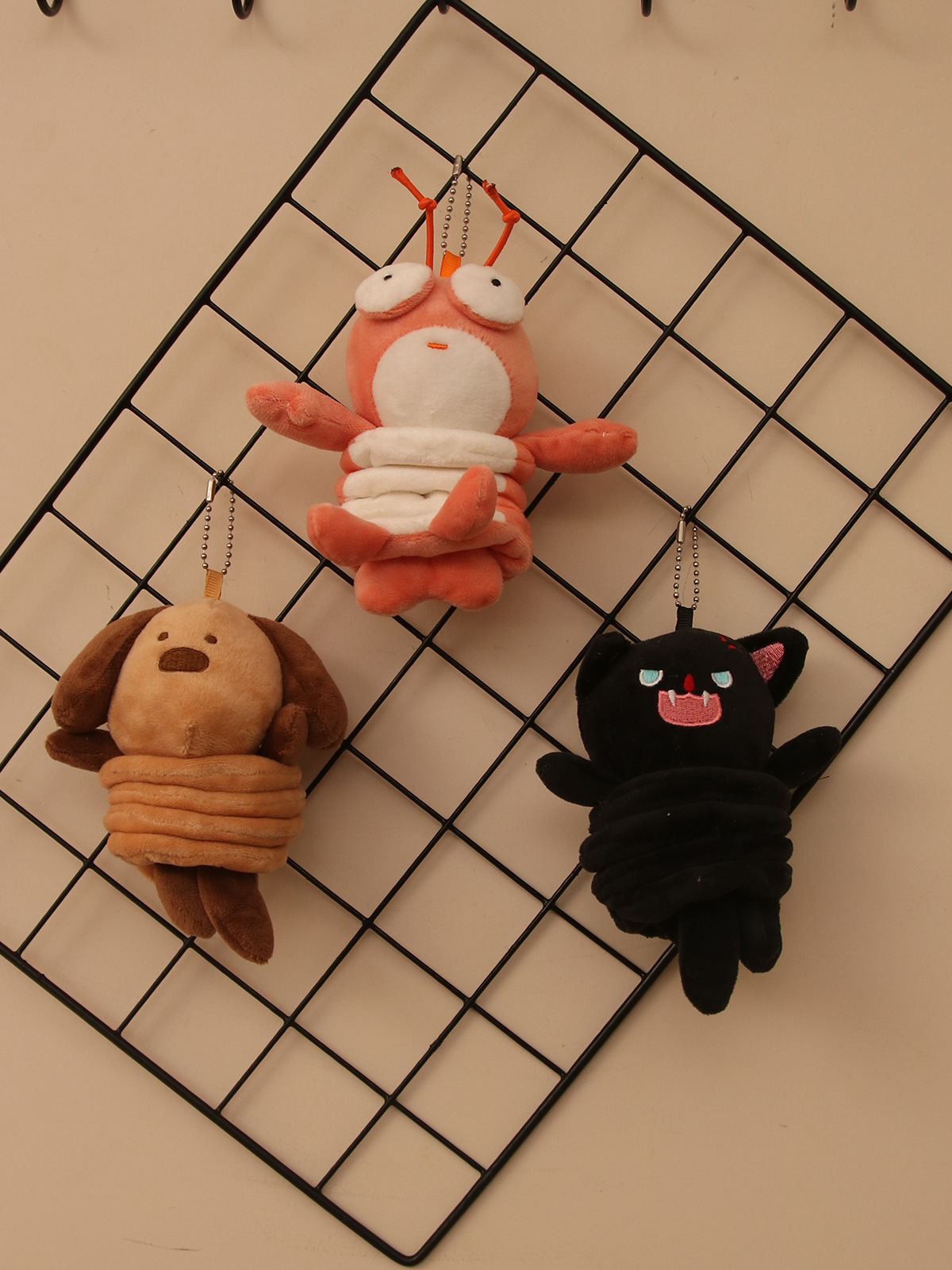 Red de celebridades lindo resorte langosta colgante peluche muñeca gatito perro bolso colgante llavero muñeca