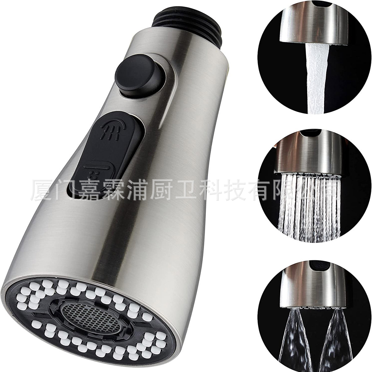 Cross-border kitchen sink, three-function, double-blade water, mesh water, small waist, pull-out faucet, shower head full figure