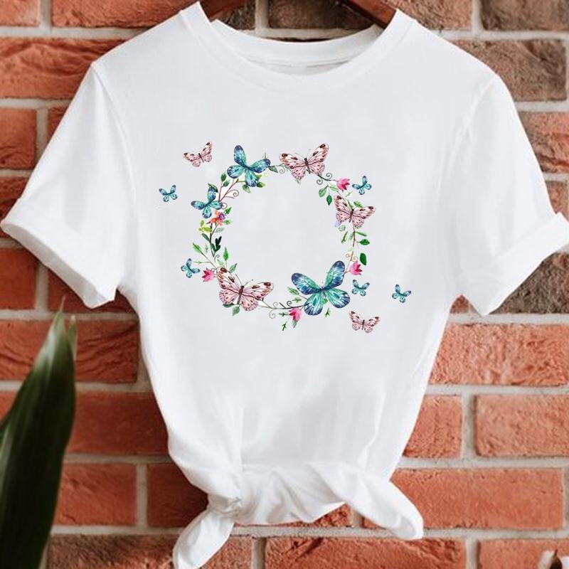 Women's Floral Spring 90S Cute Short-Sleeve T-Shirt with Print, Fashionable Summer Women's Graphic Design Women's Floral Spring 90S Cute Short-Sleeve T-Shirt with Print, Fashionable Summer Women's Graphic Design