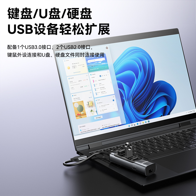 Aleación de aluminio PD pantalla de proyección HDMI seis en uno muelle de expansión transfronteriza PD100W carga rápida multifuncional typec Hub