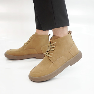 24 Autumn and Winter New Casual Boots British Style Fashion Retro Versatile Mid-Top Brown Shoes Outdoor Men's Shoes 8909
