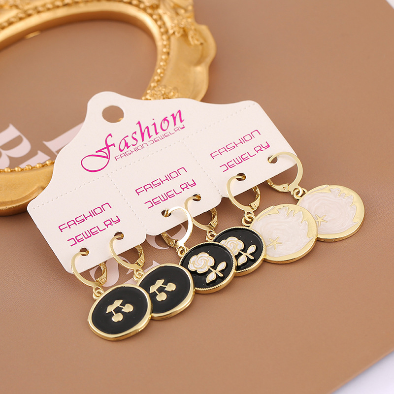 1 Set Fashion Flower Alloy Enamel Womenu0027S Dangling Earrings