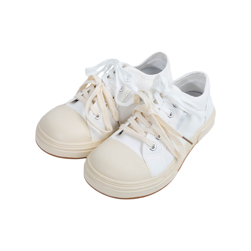 Retro small design two-color casual footwear with shoelaces