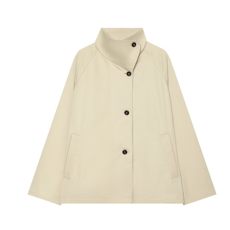 Pb&Za Cross-Border European and American Women's Clothing Minimalist Style Stand-Up Collar Single-Breasted Loose Cape Jacket 0675377 Pb&Za Cross-Border European and American Women's Clothing Minimalist Style Stand-Up Collar Single-Breasted Loose Cape Jacket 0675377