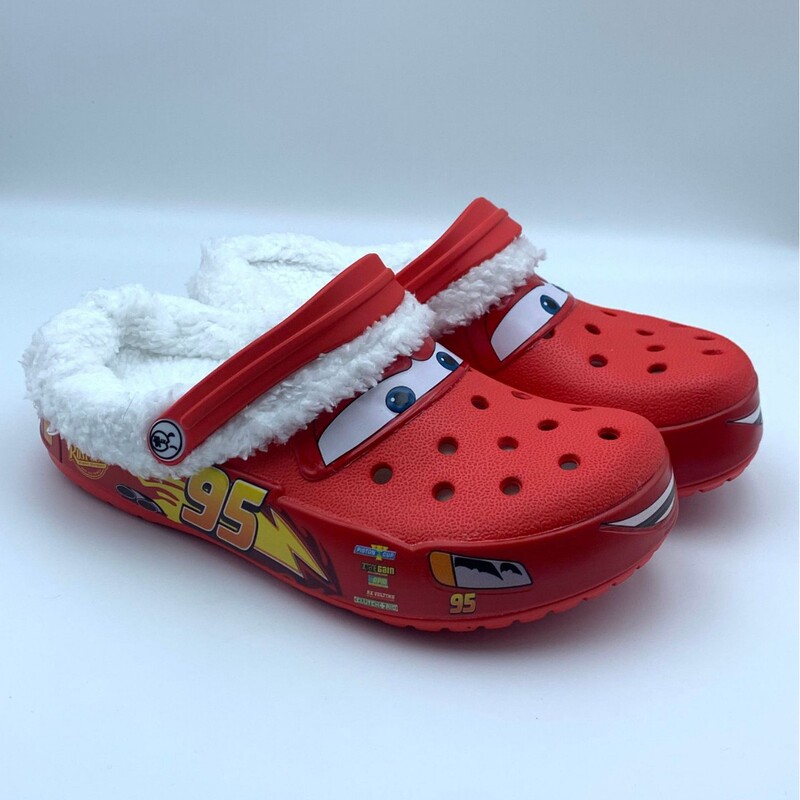 Winter New Fleece-Lined Mcqueen Car Clogs Flat Men's Outdoor Comfortable Non-Slip Soft Sole Closed-Toe Slippers