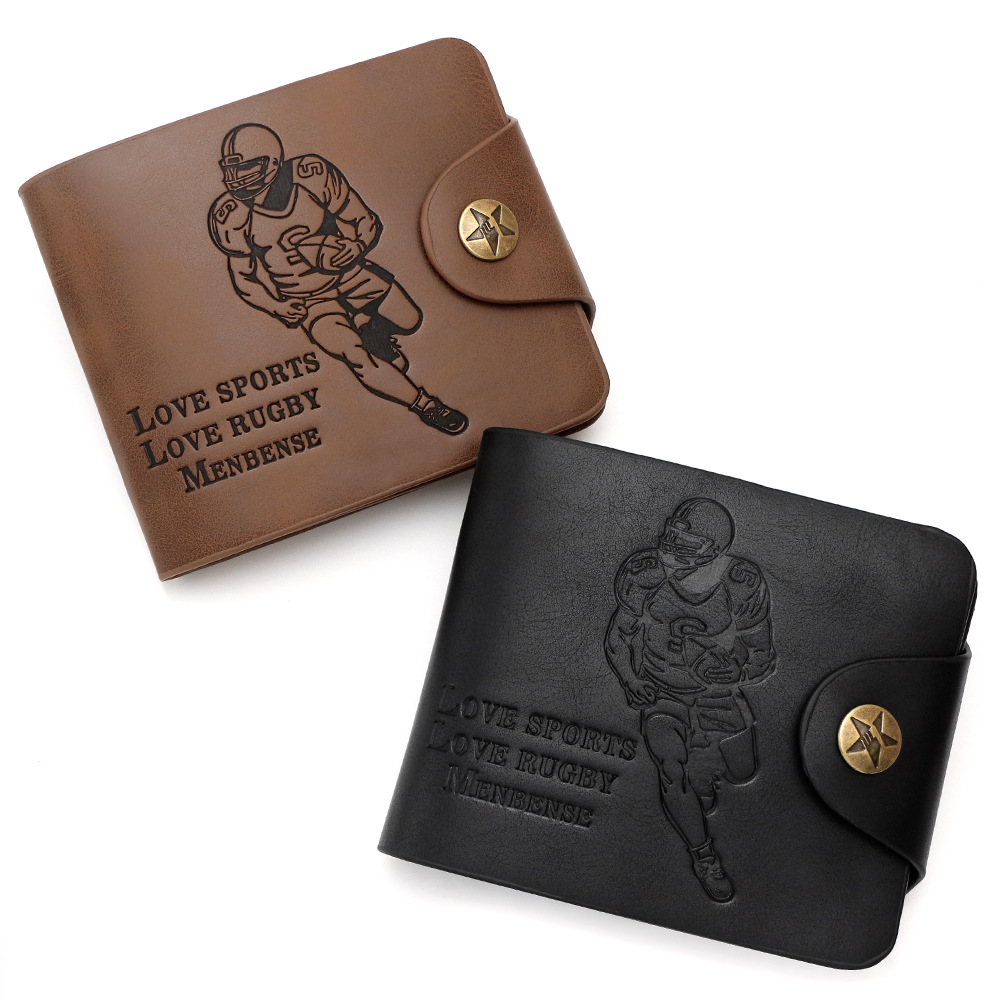 Amazon cross-border rugby caliente relieve cartera multi-tarjeta hombre corto hebilla bolsa de dólar fuente