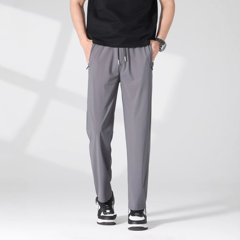 Summer Stretch Ice Silk Pants Men's Fine-Pit Thin Quick-Drying Sports Pants High-Elastic Youth Casual Pants Summer Stretch Ice Silk Pants Men's Fine-Pit Thin Quick-Drying Sports Pants High-Elastic Youth Casual Pants