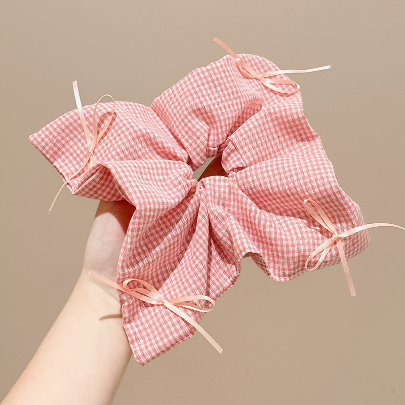 Lazo para el cabello de intestino grueso rayado coreano para mujer, sensación de alto nivel, cuerda para el cabello de cola de caballo, banda de goma para la cabeza para niñas, cuerda para la cabeza de gran tamaño, accesorios para el cabello de flores para la cabeza